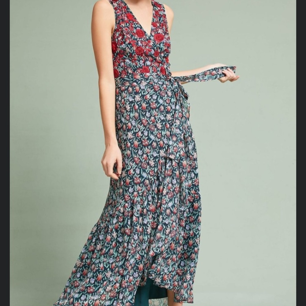 Ranna Gill Beaded Floral Maxi Dress